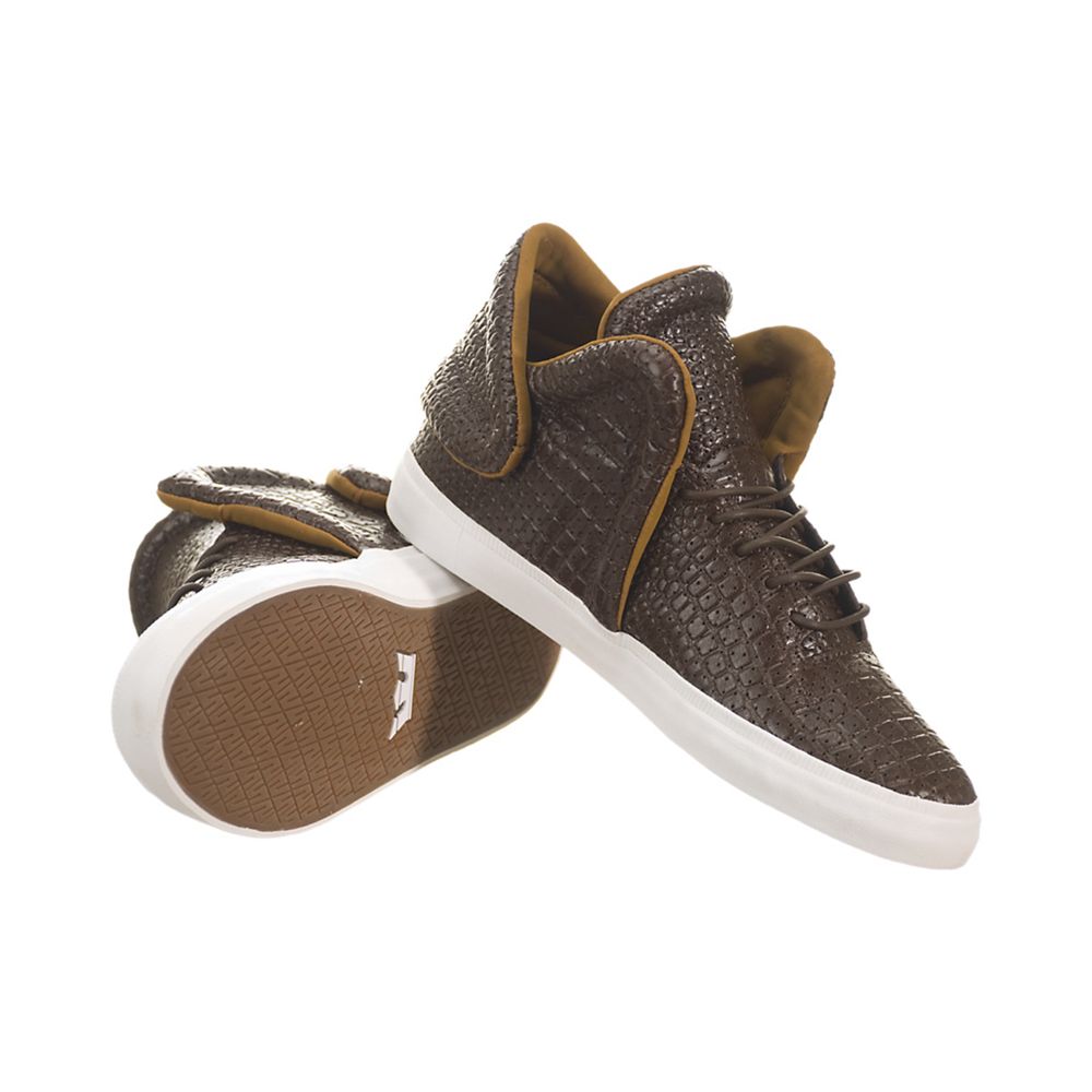 Baskets Supra Falcon Marron Brown/Croc-White Homme | DHG-96608095